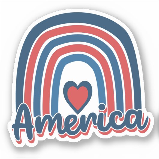 Sticker Amérique 4 juillet Fête Rainbow USA (Devant)
