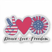 Sticker Amérique. Paix. Amour. Liberté. (Devant)