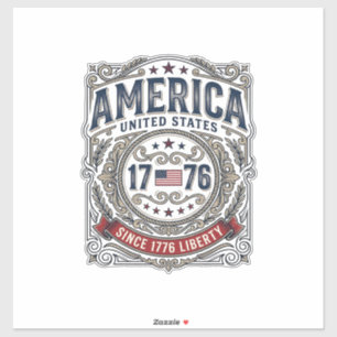 Sticker Amérique vintage 1776 Liberté patriotique