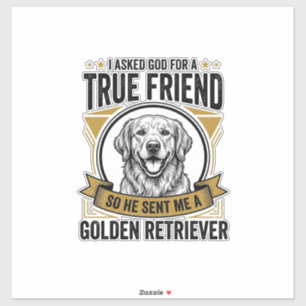 Sticker Ami Véritable Retriever Doré Chien Vintage Amateur