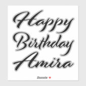 Sticker Amira Nom Prénom Anniversaire de la Broderie noire (Feuille)
