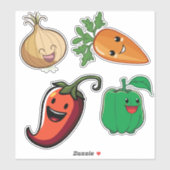 Sticker Amis de légumes souriants (Feuille)