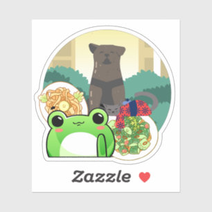 Sticker Amis gourmets : Grenouille, Chien et Chat au Festi