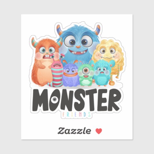 Sticker Amis Monster | 4"x 4"- transparent brillant (Feuille)