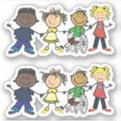 Sticker Amis - Style Cartoon Enfants tenant la main (Devant)