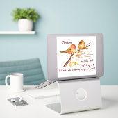 Sticker Amitié mignonne Oiseaux et citation (Ordinateur portable sur le bureau)