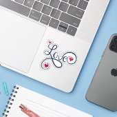 Sticker Amour avec coeur (Ordinateur portable avec iPhone)