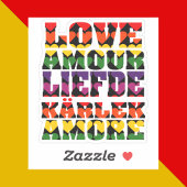 Sticker Amour dans plusieurs langues Coeurs Arc en ciel fo