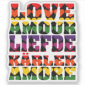 Sticker Amour dans plusieurs langues Coeurs Arc en ciel fo (Devant)