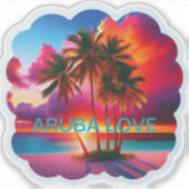 Sticker Amour d'Aruba couleur incroyable (Devant)