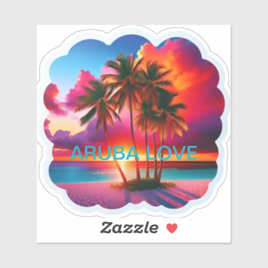 Sticker Amour d'Aruba couleur incroyable (Feuille)