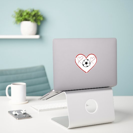 Sticker Amour de foot coeur  (Ordinateur portable sur le bureau)
