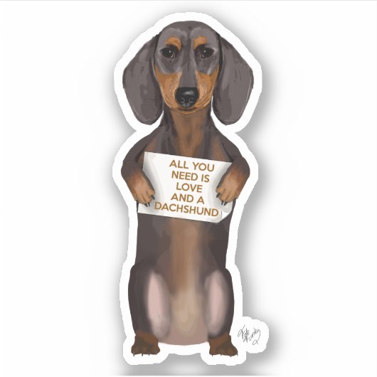 Sticker Amour et Dachshund (Devant)