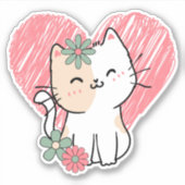 Sticker Amour et Whiskers imperméable (Devant)