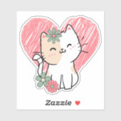 Sticker Amour et Whiskers imperméable (Feuille)