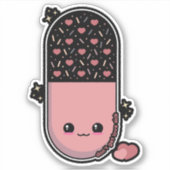 Sticker Amour malade de la pilule Kawaii (Devant)