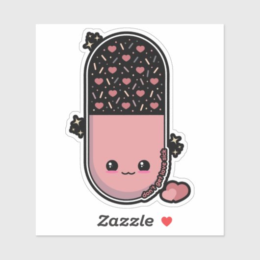 Sticker Amour malade de la pilule Kawaii (Feuille)