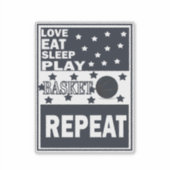 Sticker Amour manger dormir jouer basket-ball répéter (Devant)