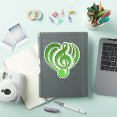Sticker Amour Musical Cœur Vert Note de Musique DJ (Couverture iPad)