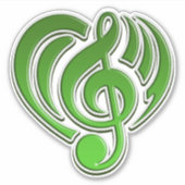 Sticker Amour Musical Note de Musique Verte DJ (Devant)