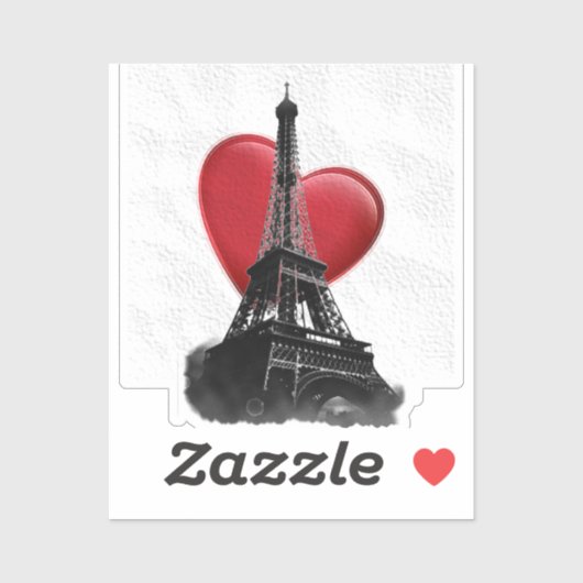 Sticker Amour Paris Coeur Rouge Tour Eiffel (Feuille)