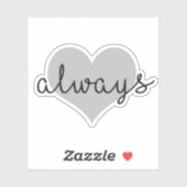 Sticker amour toujours simple design moderne noir blanc (Feuille)