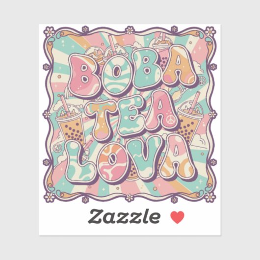 Sticker Amoureux de Bubble Tea (Feuille)