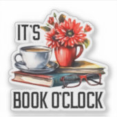 Sticker Amoureux de lecture du livre amusant de l'heure (Devant)