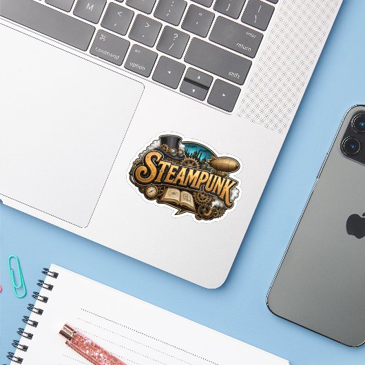 Sticker Amoureux de Steampunk (Ordinateur portable avec iPhone)