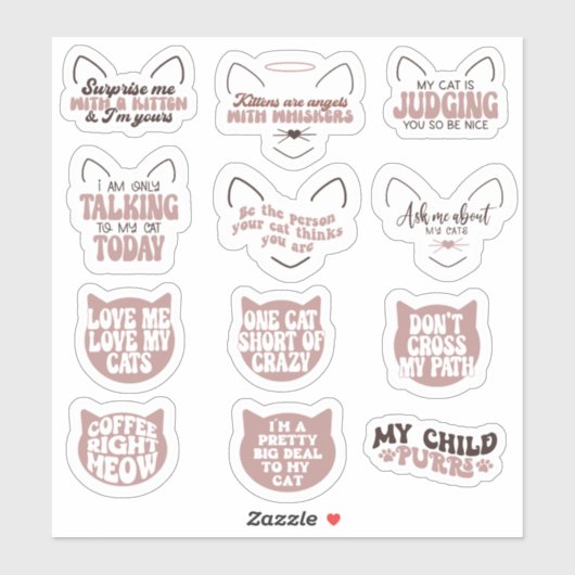 Sticker Amoureux des chats (Feuille)