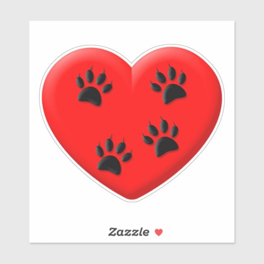 Sticker Amoureux des chats Red Heart Et Paws (Feuille)