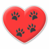 Sticker Amoureux des chats Red Heart Et Paws (Devant)