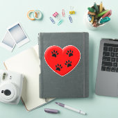 Sticker Amoureux des chats Red Heart Et Paws (Couverture iPad)