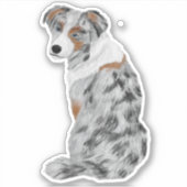 Sticker Amoureux des chiens australien Shepherd Grey (Devant)