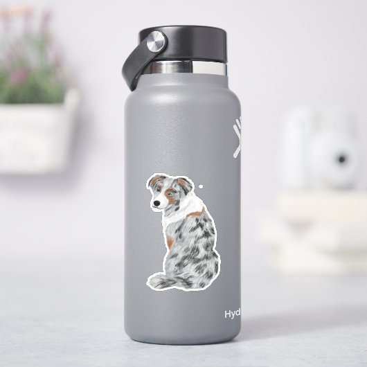 Sticker Amoureux des chiens australien Shepherd Grey (HydroFlask)