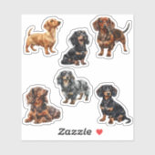 Sticker Amoureux des chiens Dachshund Cute (Feuille)