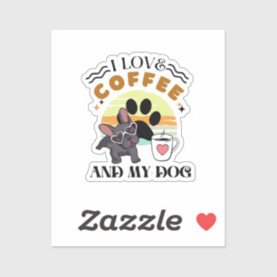 Sticker Amoureux du café - J'aime le café et mon chien