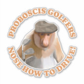 Sticker Amoureux du golf de singe Proboscis Funny (Devant)