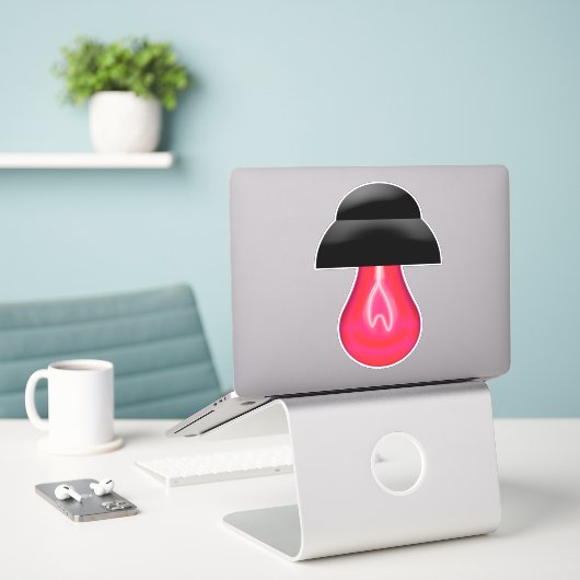 Sticker Ampoule rouge (Ordinateur portable sur le bureau)