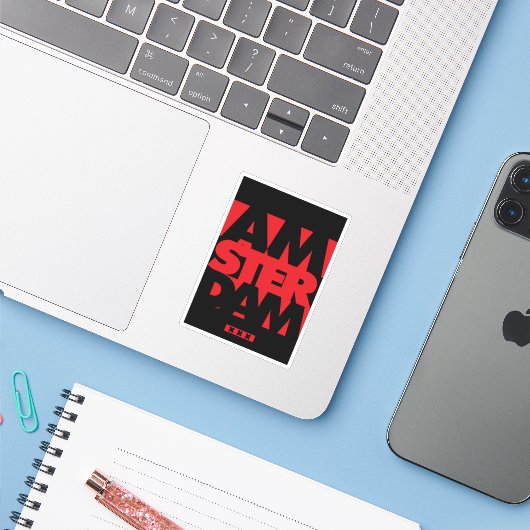 Sticker Amsterdam (Ordinateur portable avec iPhone)