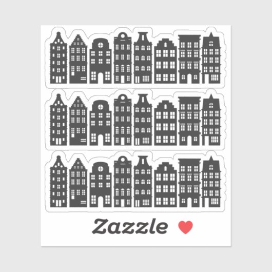 Sticker Amsterdam Canal Row Maisons Néerlandaises Grachten (Feuille)