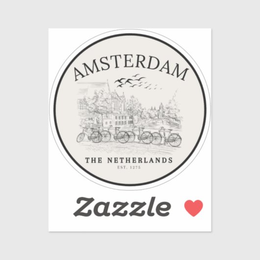 Sticker Amsterdam Cute Vintage Landscape (Feuille)