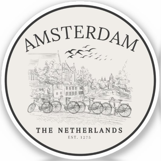 Sticker Amsterdam Cute Vintage Landscape (Recto)