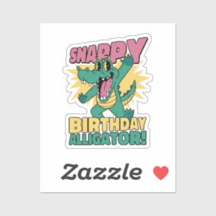 Sticker Amusant alligator et baigneur de crocodile d'anniv