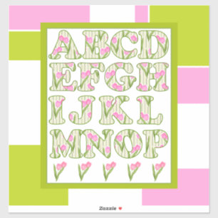 Sticker Amusant alphabet, alphabet fleuri, alphabet