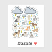 Sticker Amusant Anglais Idiom Pluie Chats et Chiens Chiens (Feuille)