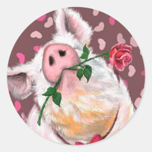Sticker amusant avec un cochon Gentleman - Amour