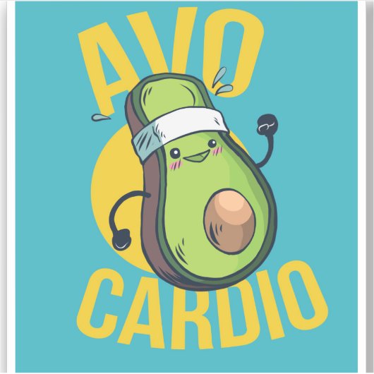 Sticker Amusant AVOCARDIO Avocado Exercice Cardio Graphiqu (Devant)