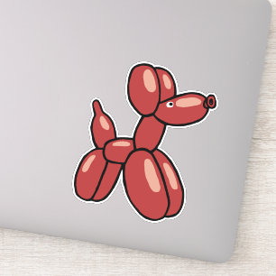 Sticker Amusant ballon rouge dessin animal chien