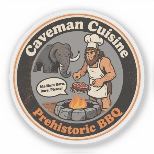 Sticker Amusant BBQ Préhistorique (Devant)